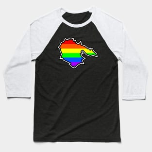Hornby Island Silhouette - Bright Pride Flag - Rainbow Colour - Hornby Island Baseball T-Shirt
